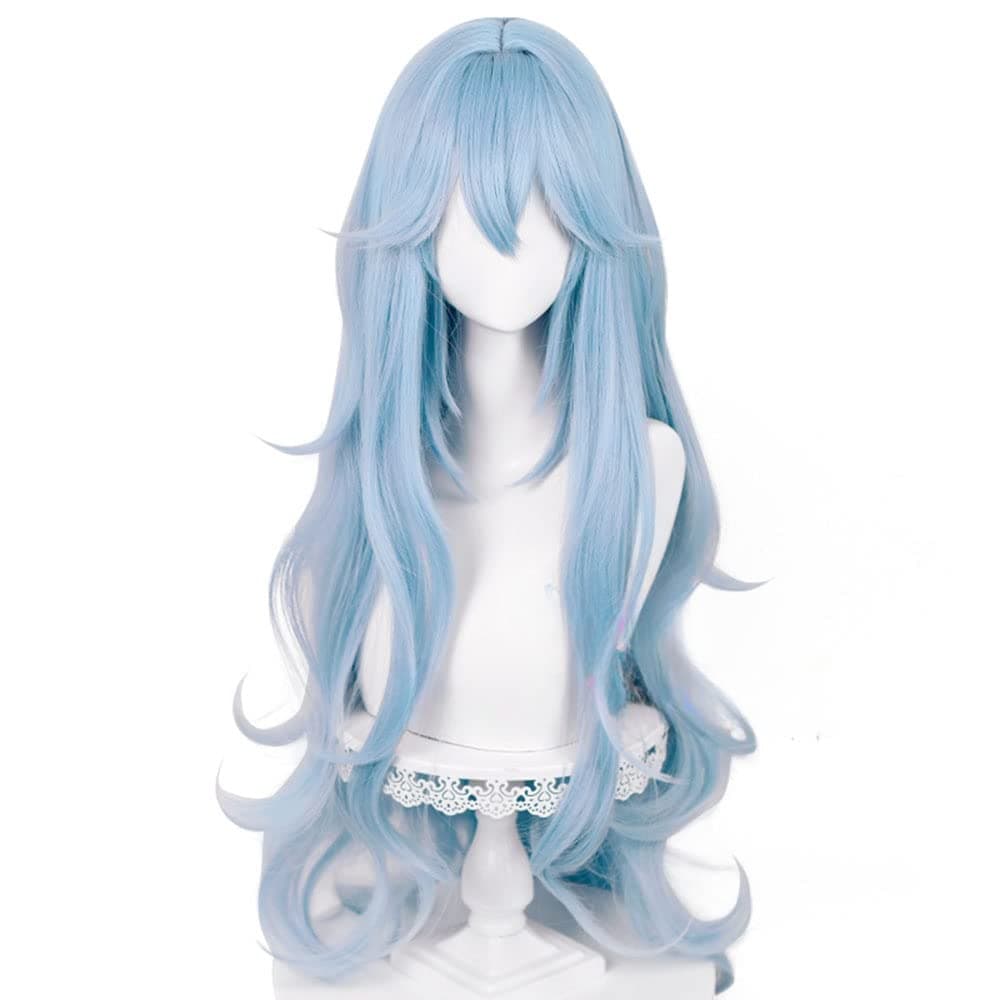 Long Ayanami Rei Cosplay Wig, Curly Blue, Gothic Lolita, Gothic Lolita, Ayanami Costume, Disguise Wig, Long Curly Hair, Heat-Resistant, Gradient, Hall