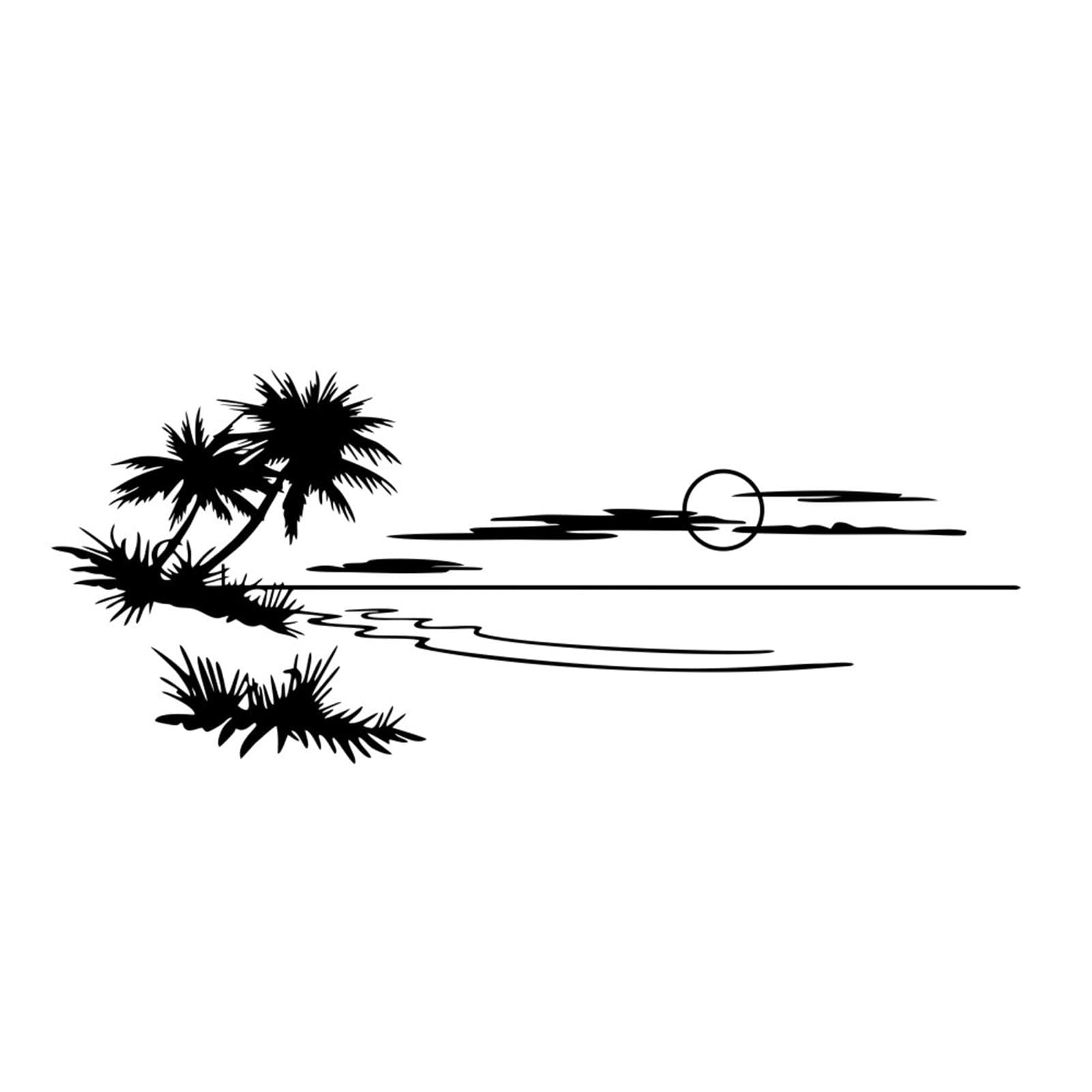 Large Size Beach Adventure Car Sticker RV Camper Universal Body Sticker For RV Car Decorative black