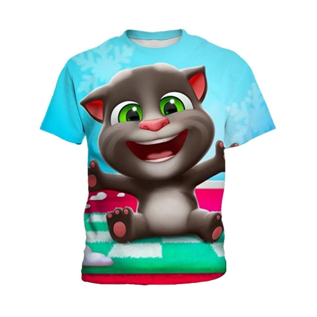 My Talking Tom Children's 3D Printed Short sleeved T-shirt, Boys' Fashion Clothing, Daily Casual Comfortable Top 150
