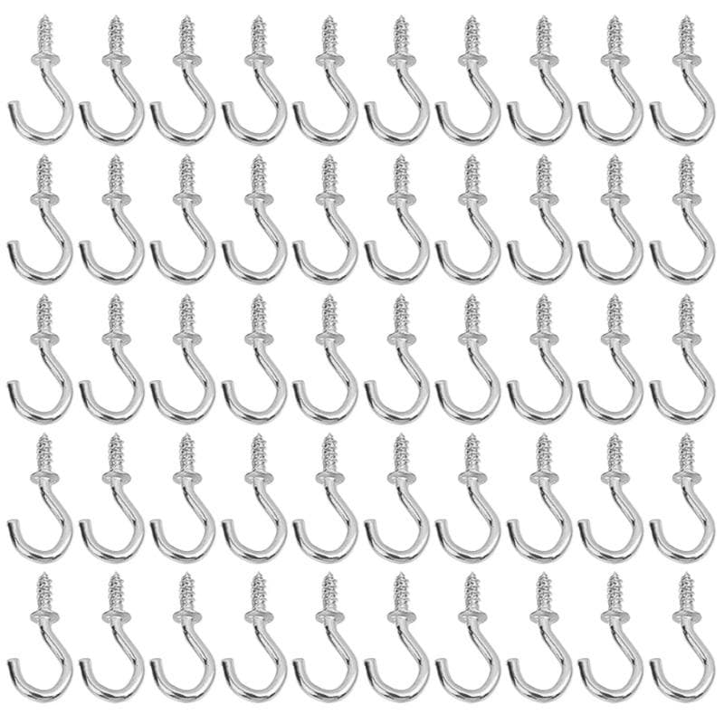 300pcs Screw Hooks Cup Hook Shouldered Screw Hanging Heavy Duty Cup Extend A Holders Wood Securing Light Home Storage Racks silver-100pcs