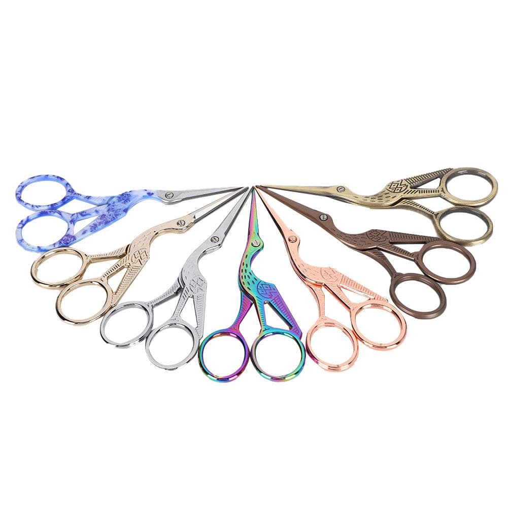 7Pcs Crane‑Shaped Scissors Retro Cross‑Stich Embroidery Sewing Thread Yarn Tea Scissors
