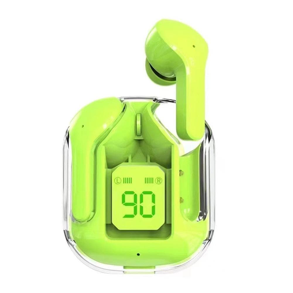 BT30 ENC Noise Canceling Wireless Bluetooth 5.3 Earbuds HiFi Stereo Headphones Digital Display Transparent Charging Case TWS Sports Music Earphones green