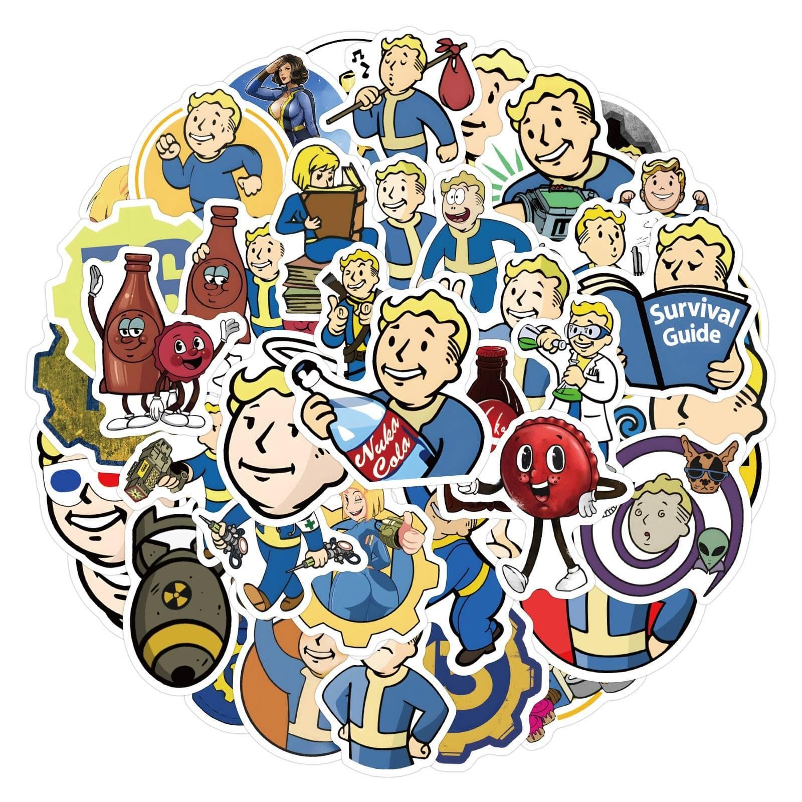 60 Pieces Of Fallout Game Stickers To Decorate Suitcases And Laptops Waterproof Stickers One Size