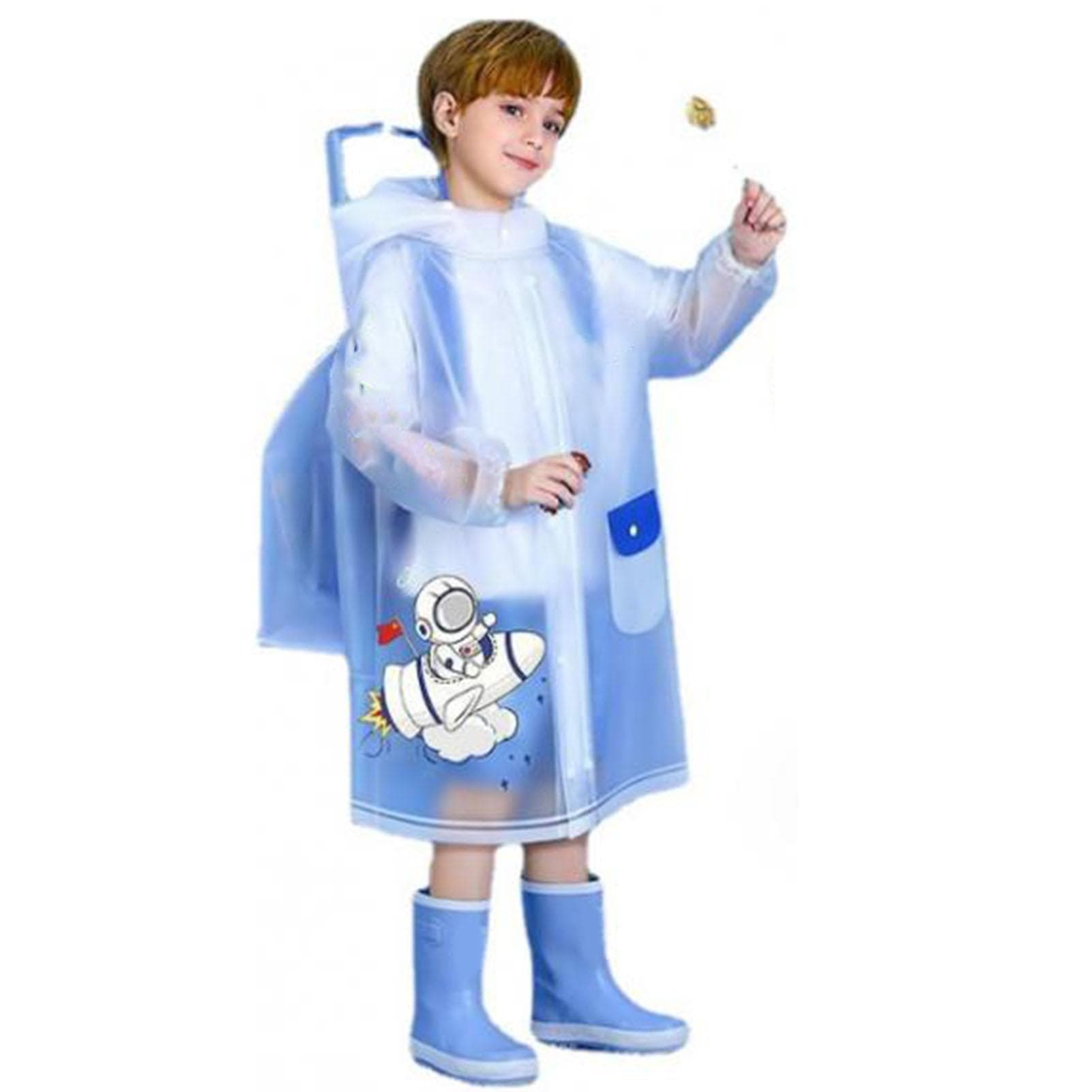 Kids Raincoats Thickened Reusable Rain Ponchos with Hood Sleeves Waterproof Rain Coats with L(for 6.5-9kg)