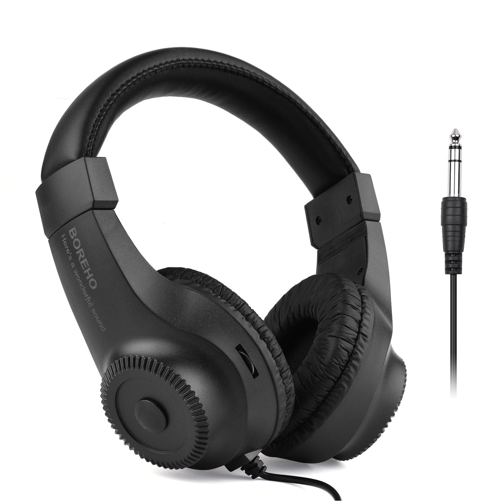 Wired Stereo Monitor Headphones Over-ear Headset with 50mm Driver 6.5mm Plug for Recording black
