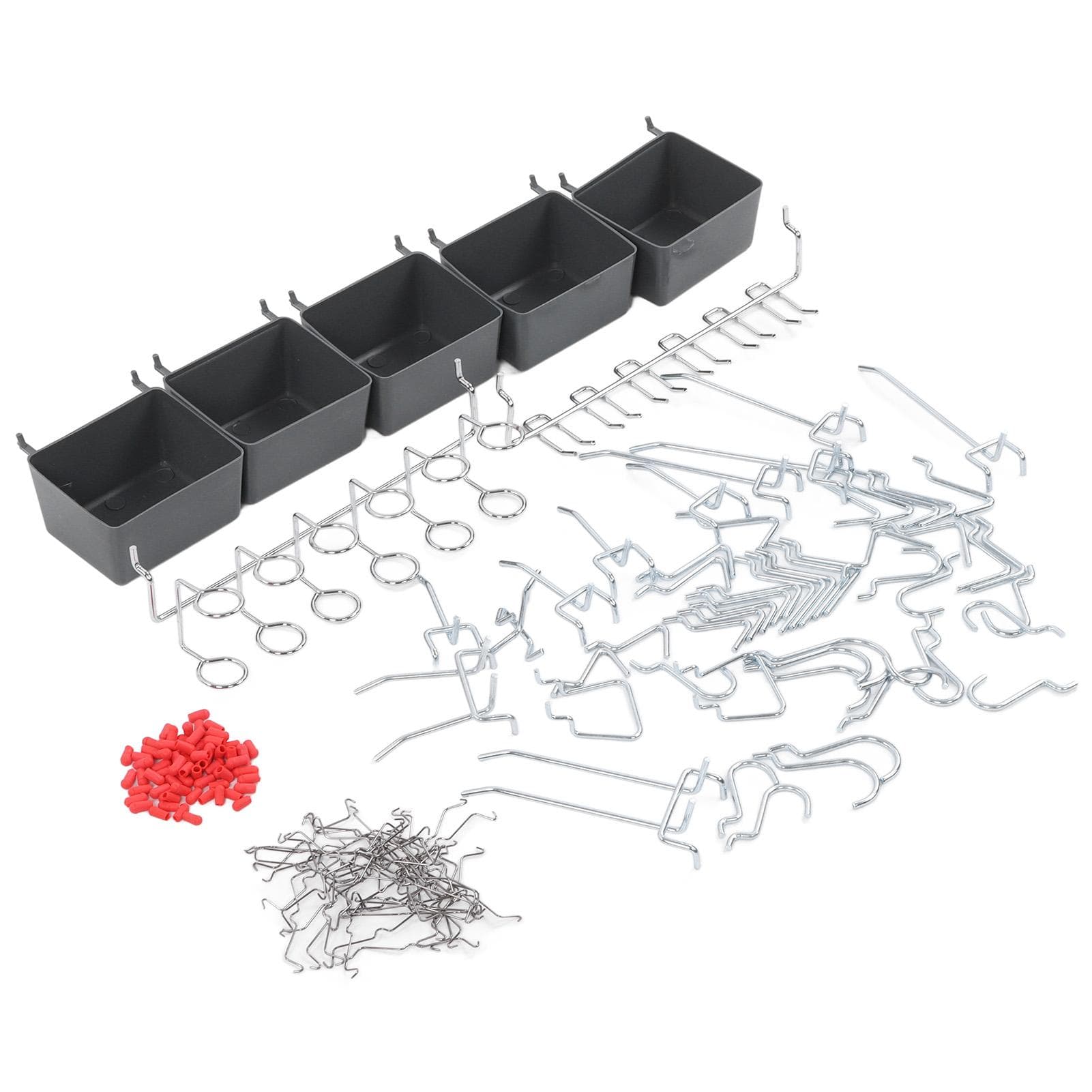 114Pcs Pegboard Hooks Assortment Heavy Duty Accessories Storage Organizer Kit with Bins Locks