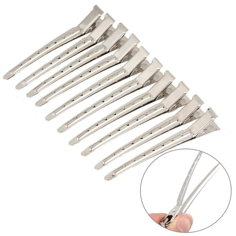 Hair Clips 304 Stainless Steel Styling Hair Clips, Alligator Curl Clips, Single Prong Hair Clip for Women Girls 10 Pcs