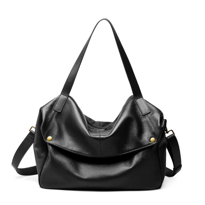 Winter Single Shoulder Leather Bag Europe and The United States Wind Soft Pitot Bag Simple Casual Female Bag 36*13*32cm black