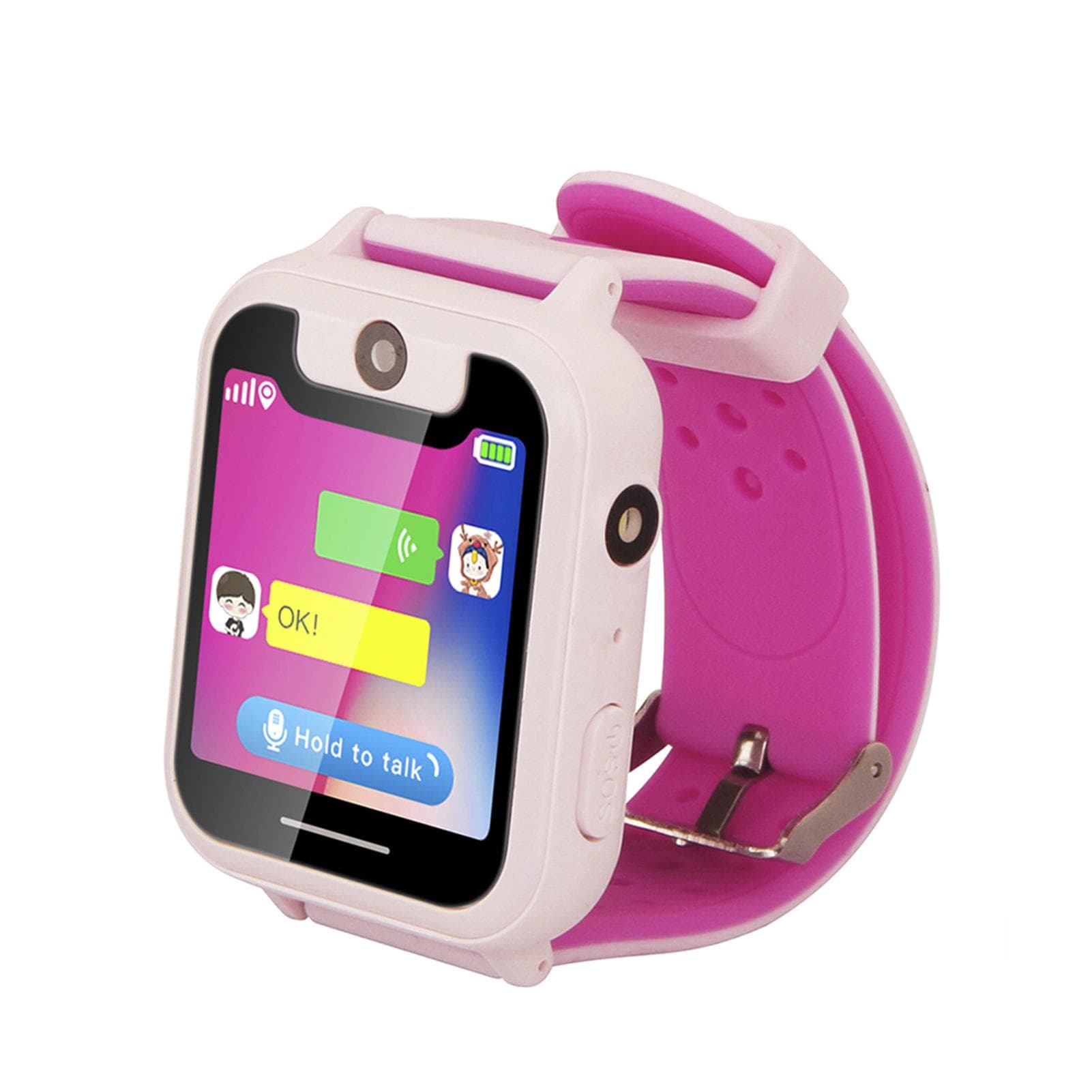 Kid Smart Watch Phone for Children Girls Boys LBS Positioning Tracker Locator 1.54 pink