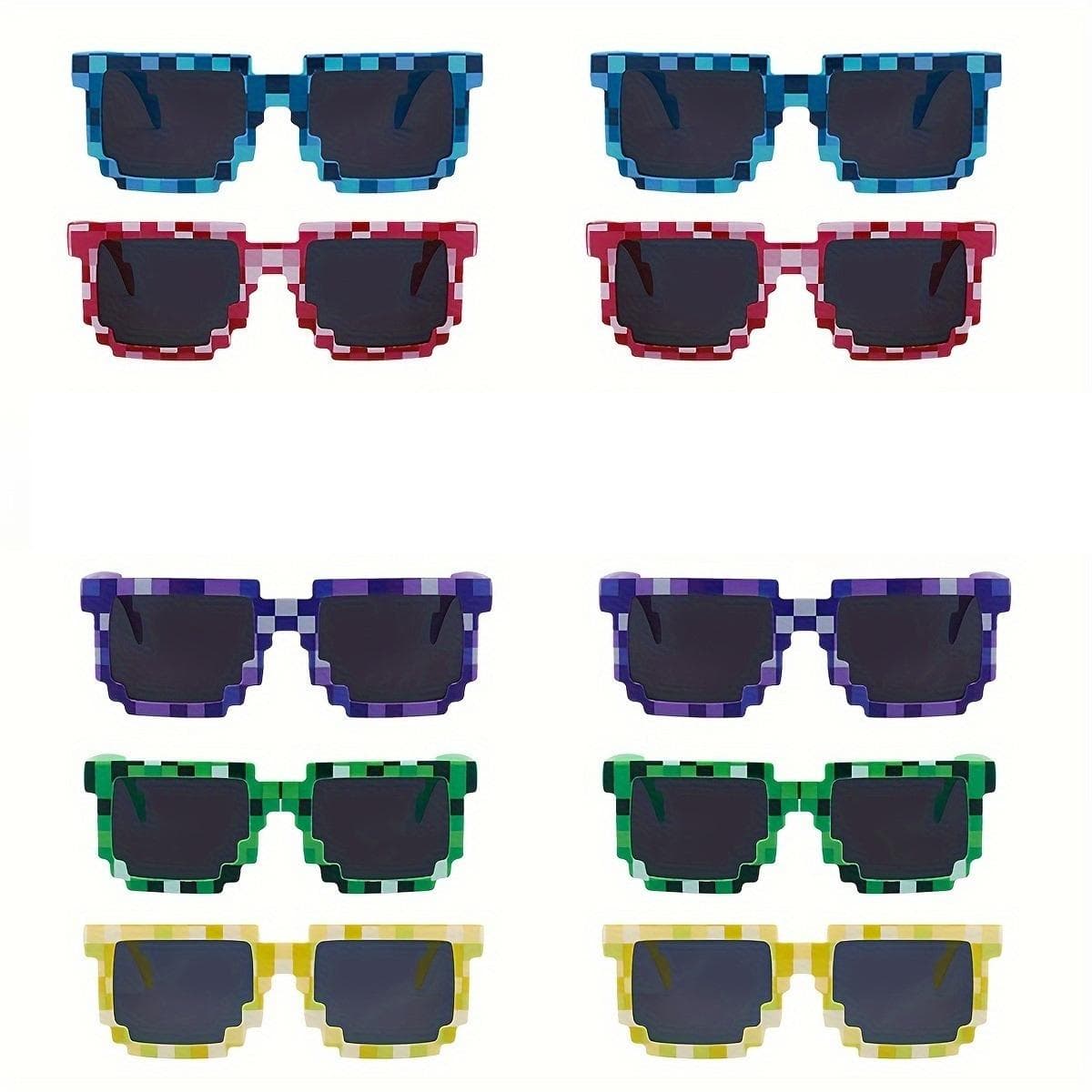 10pcs pixel party glasses set fun gaming themed novelty eyewear for birthdays weddings holidays events