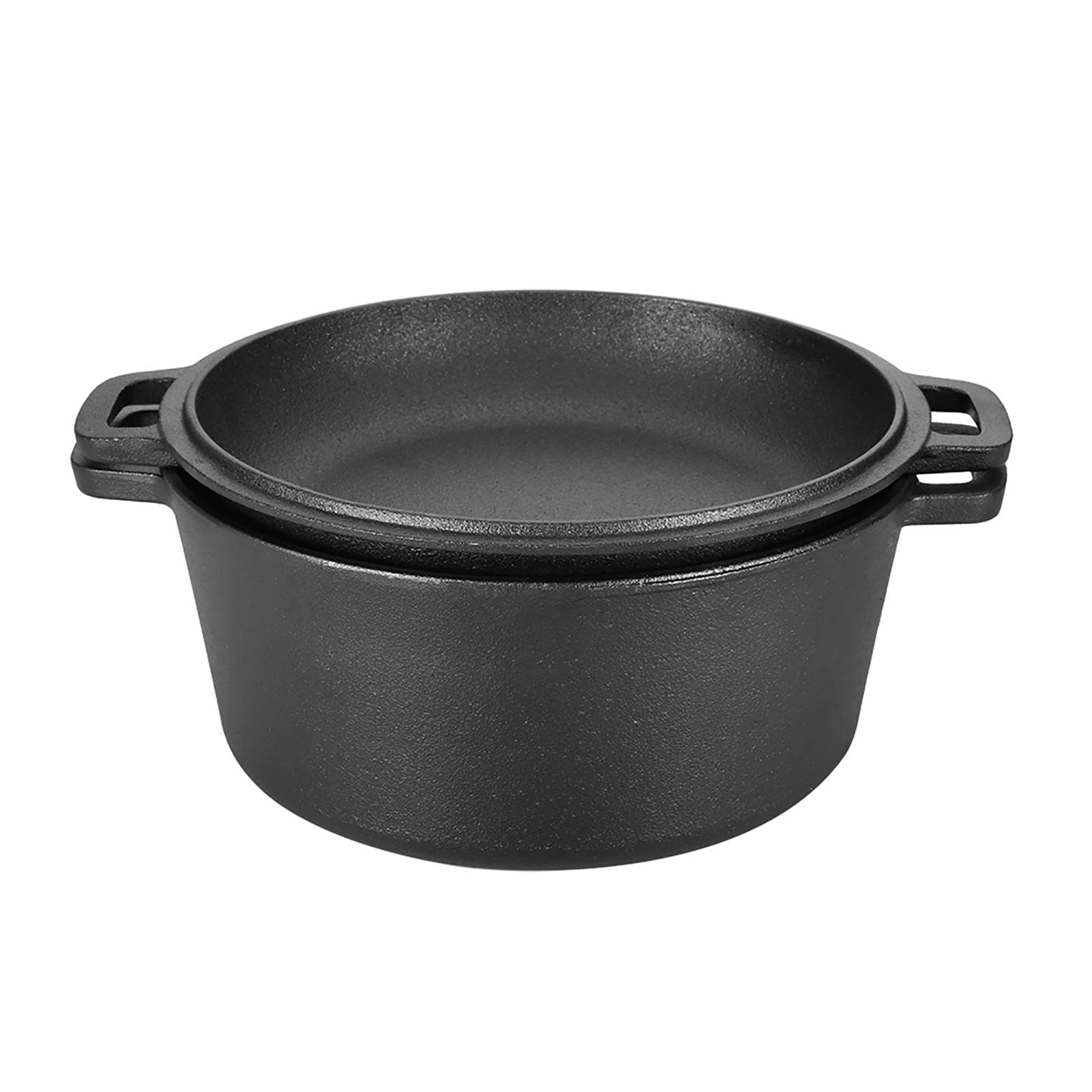 2 in 1 Seasoned Cast Iron Double Dutch Oven Combo Cooker L