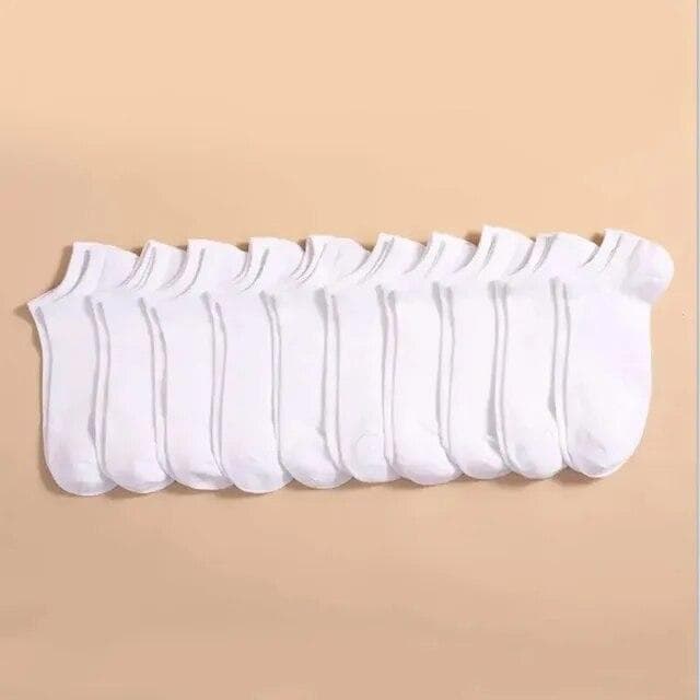 10 Pairs Women/Men Boat Socks Invisible Low Cut Silicone Non-slip Summer No-show Ankle Socks Solid Color Casual Breathable 10 Pairs white