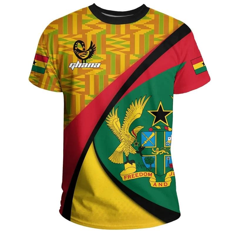 Summer New Tigre African Country Flag Men's Print T-Shirt Ghana National Emblem Graphic Casual Oversized Tshirts Male Tees Tops XXL