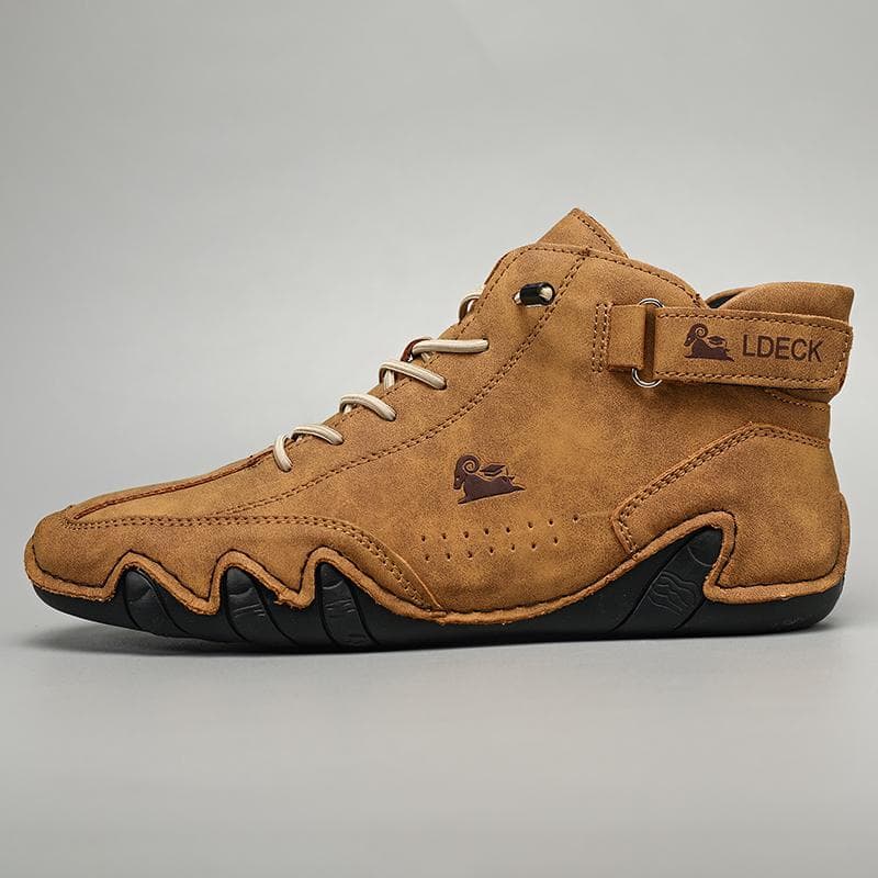 Italian Suede Boots Handmade with Closure High Top Plush Thickening Men's Casual Shoes Cotton Shoes Toe Leather Boots Men Winter Shoes 46 brown