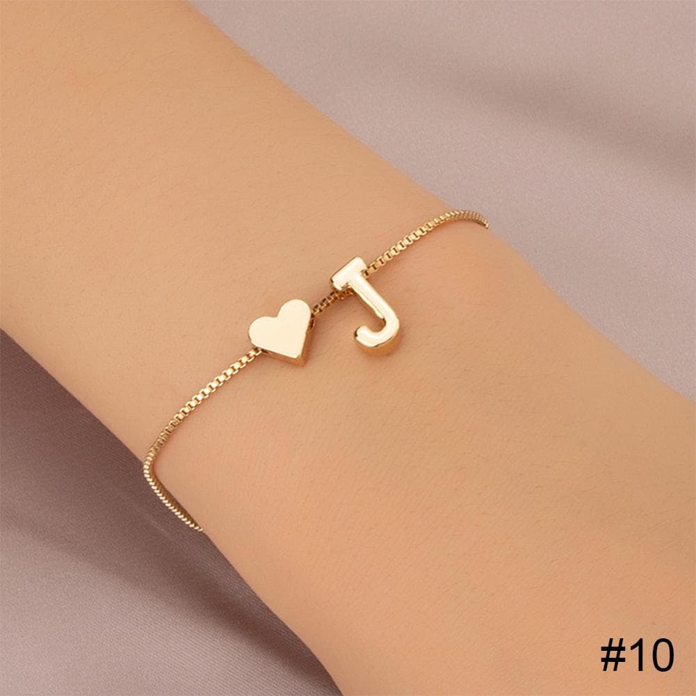 Simple Fashion Love Letter Bracelet Retro Adjustable Alloy Letter Bracelet Women Hand Jewelry J gold