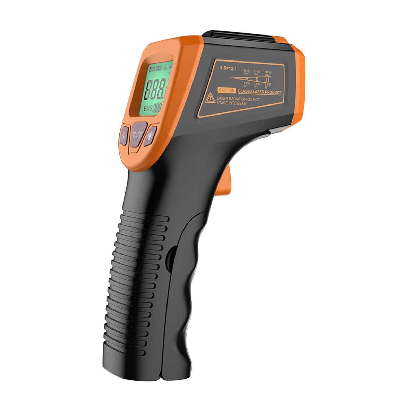 Infrared Thermometer, NonContact Digital Laser Temperature Gun 58degrees F to 1112degrees F (50degrees C to 600degrees C) orange