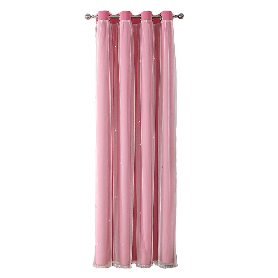 Double Layers Romantic Sheer Kids Children Girls Curtains With Hollow Out Stars For Living Room Bedroom Windows Drapes 100X130cm