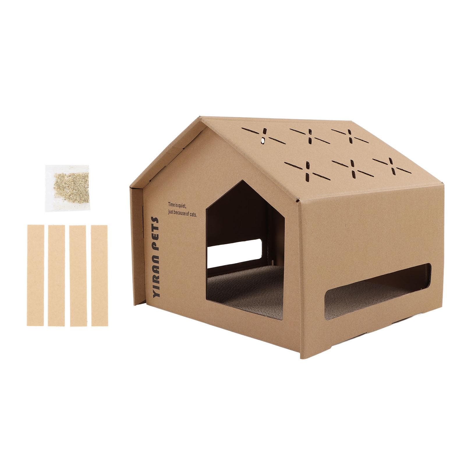 Cardboard Cat House Cute Portable Large Space Claw Grinding Relaxing High Density Cat Scratcher 008 1