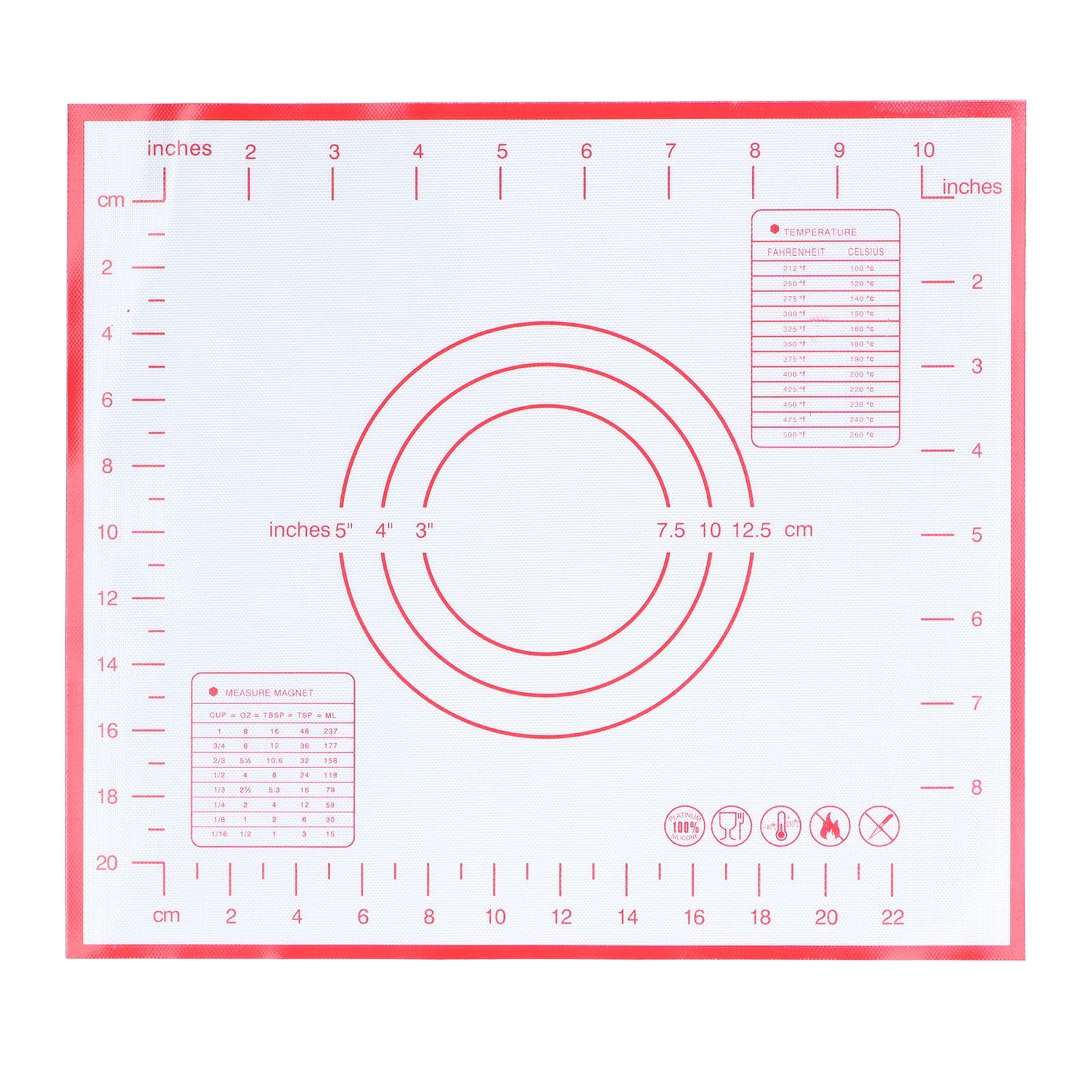 Baking Mat Silicone Non Slip Heat Resistant Dough Mat with Scale for Home Kitchen 29x26cmBlack
