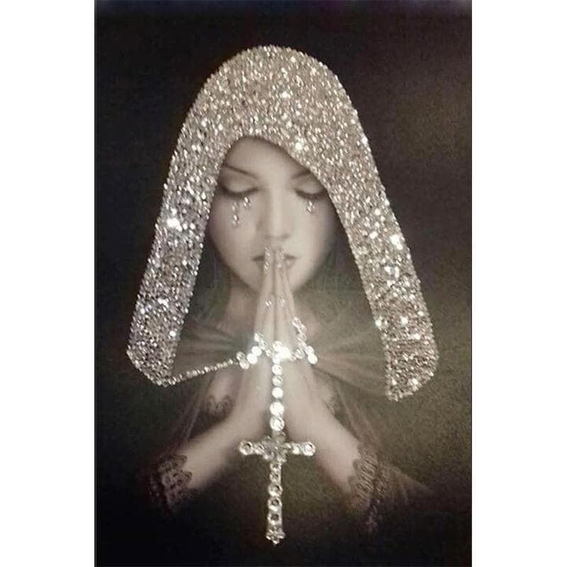 5D DIY Diamond Painting Kit Crying angel Pictures Of Rhinestones Diamond Embroidery Praying saint Mosaic Home Decor Full Square 40x50cm black