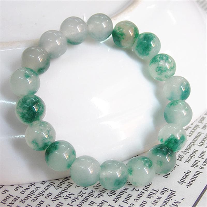 Natural Chinese Green Jade Grass Agate Beads Bracelet Jewelry Ocean Men Women Accessories Gift 1SET