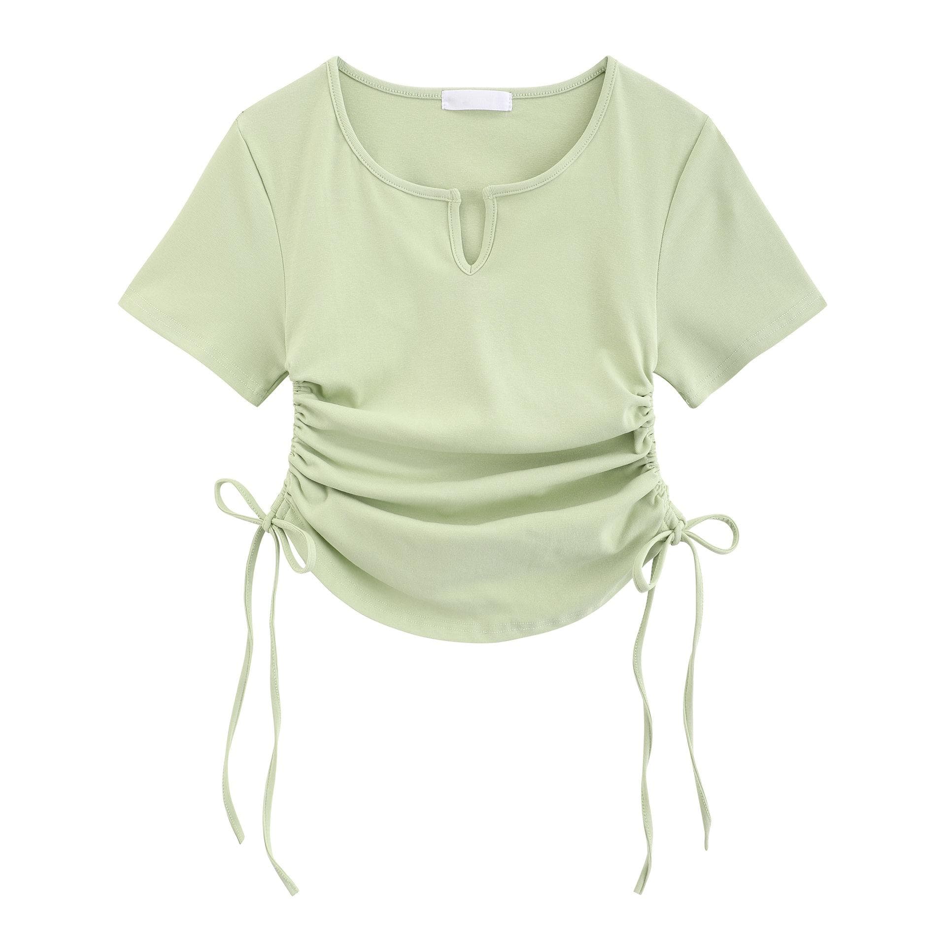 Design-sensual Drawstring Slim Short-sleeved T-shirt with Waist-exposed Sweet and Spicy Style Women's Summer New Sweet Shoulder Top XL