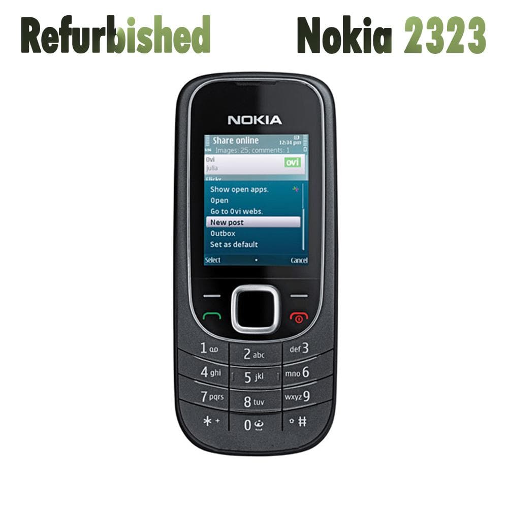 Refurbished Nokia Unlocked Original Nokia 2323 Classic GSM Mobile Phone With 1 SIM 1 Battery 1 Charger black