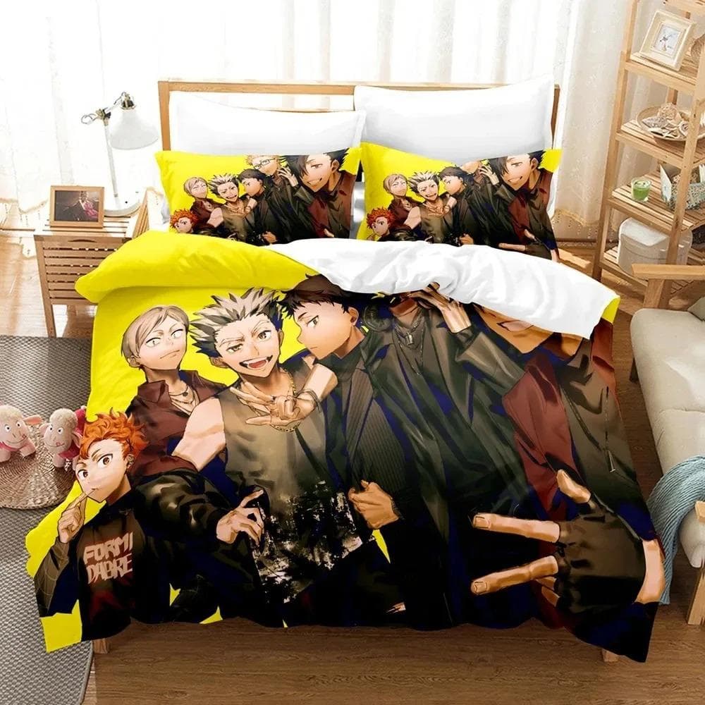3D Print Haikyu Anime Bedding Set Boys Girls Twin Queen King Size Duvet Cover Pillowcase Bed boys Adult Home Textileextile EU single(135x200cm)
