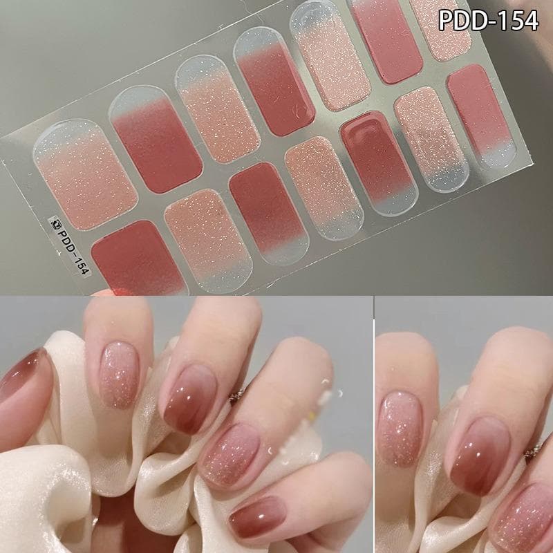 60 Styles DIY Semi Cured Gel Nail Stickers Long-Lasting Solid Color Fresh Flowers In Spring Nail Strips Patch Slider Full Cover Decal PDD-154