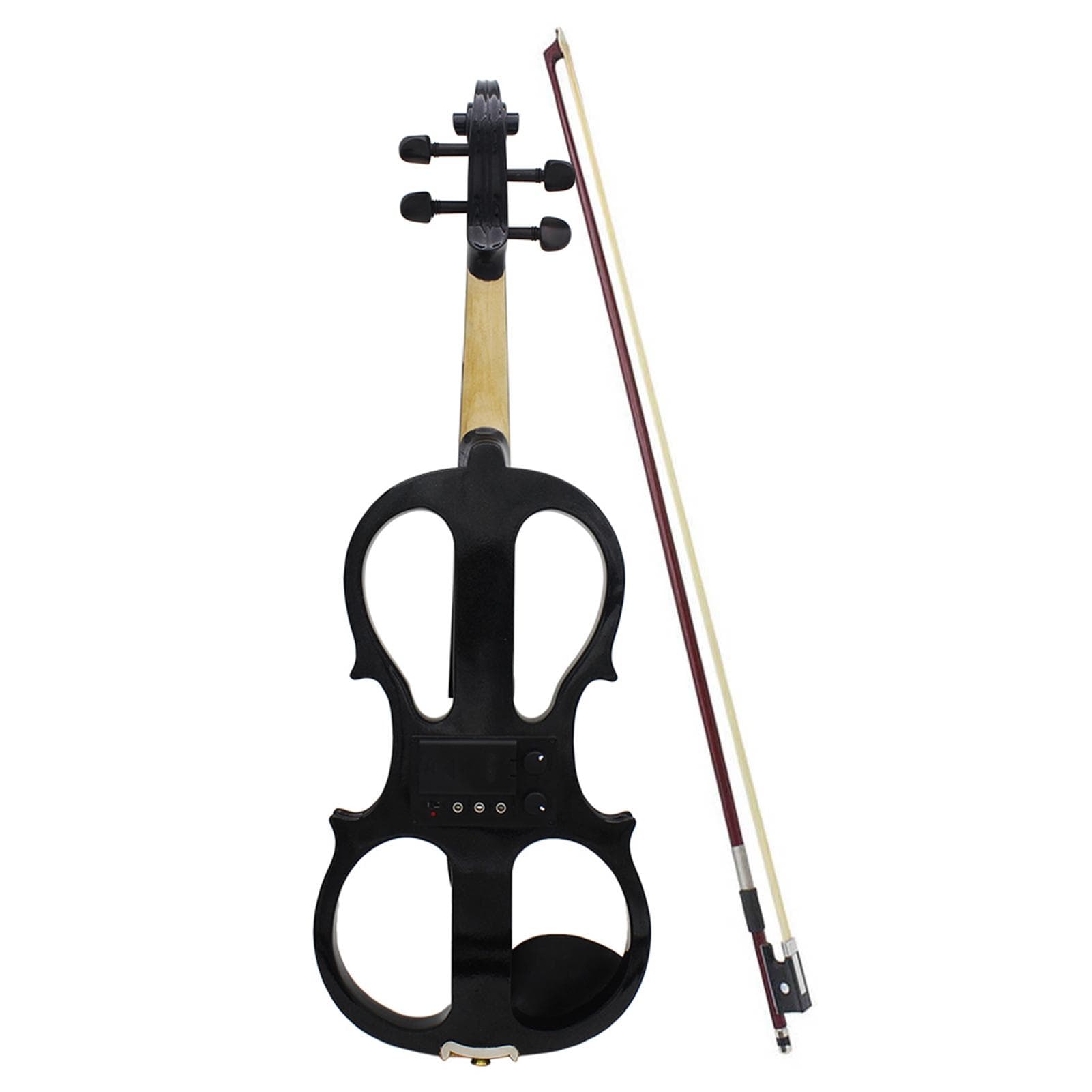 4/4 Wood Maple Electric Violin Fiddle Stringed Instrument with Ebony Fittings Cable Headphone Case black