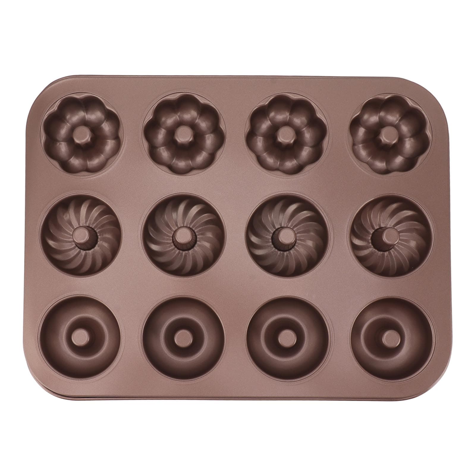 12 Cavity Donut Baking Pan Pattern Doughnut Bakeware Carbon Steel Cake Pan Donut Mold for Oven L
