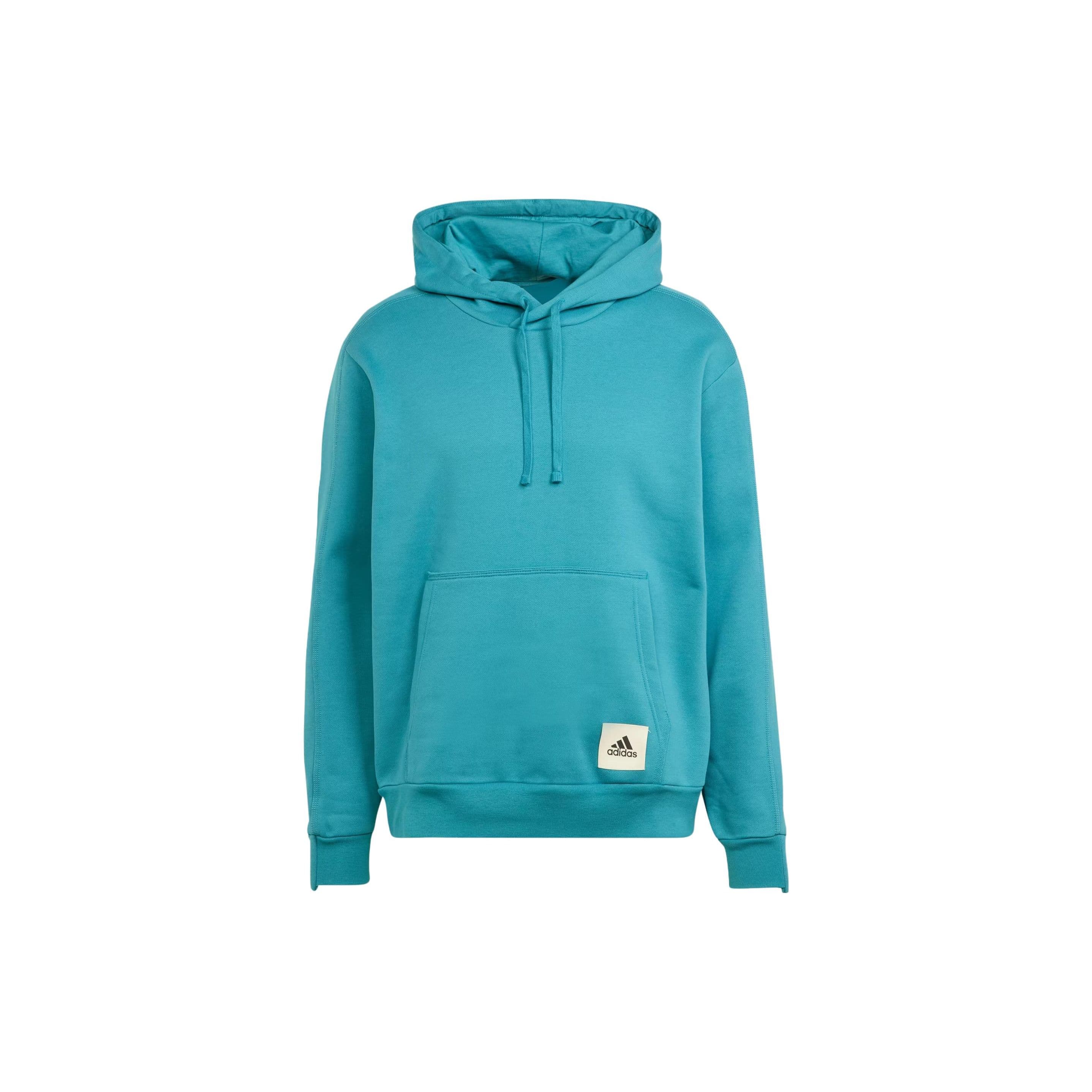Adidas Lounge Fleece Hoodie With Logo Patch Men Tops Arctic-Blue IM0479 L