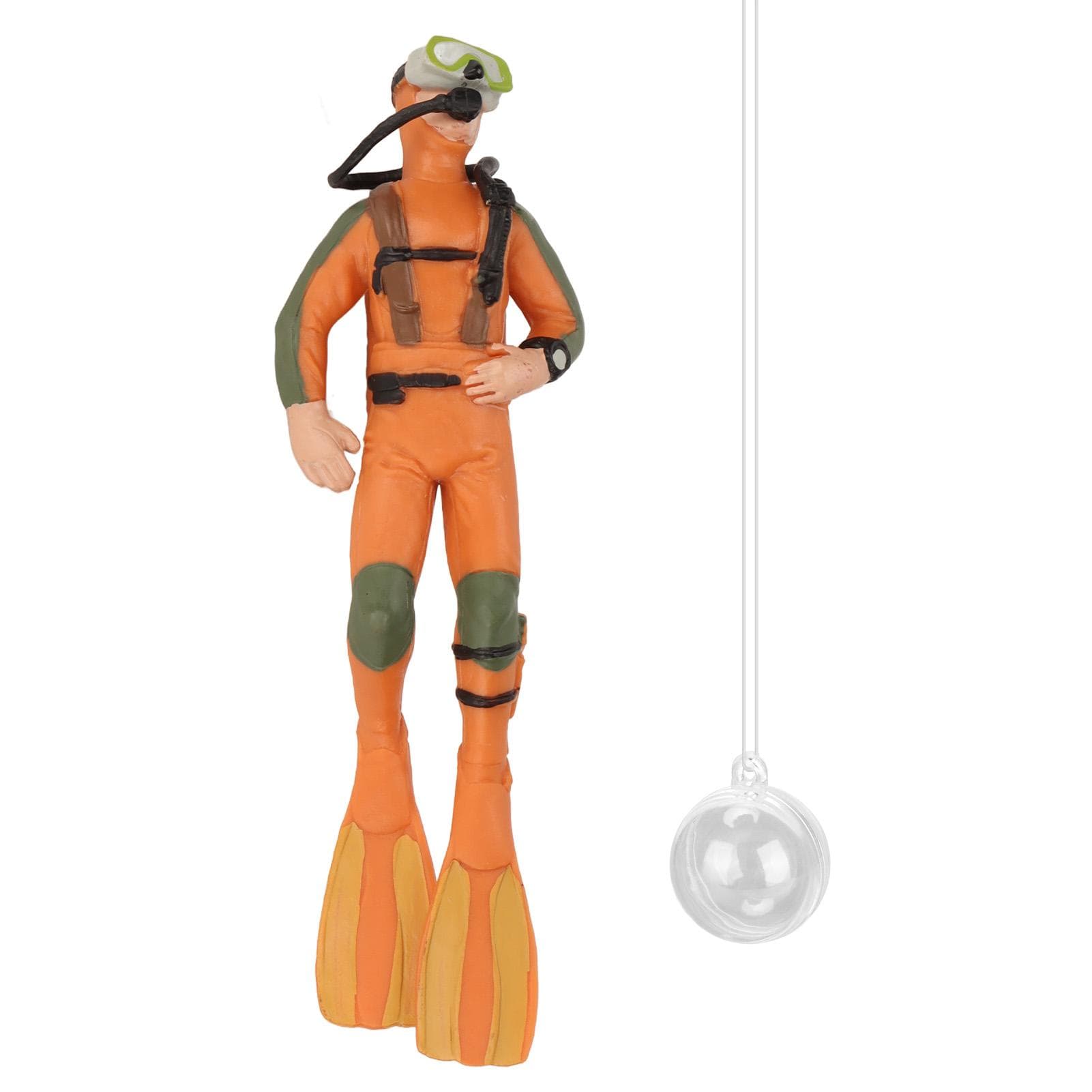 Fish Tank Diver Ornament Floating Simulation Swimming Posture Frogman Aquarium Landscaping orange