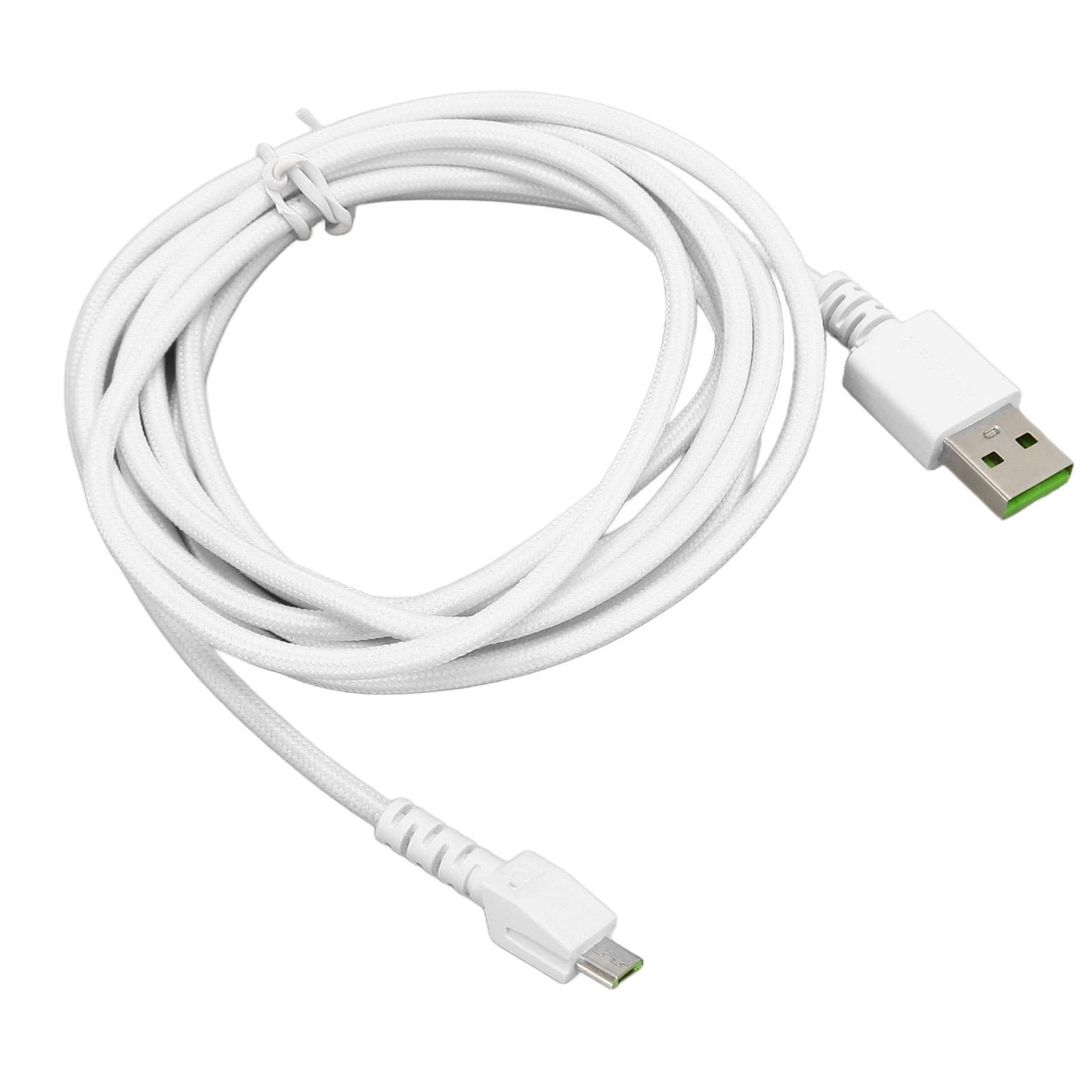 USB Mouse Charging Cable Weaved Wireless Gaming Mouse Charging Cord for Naga Pro DeathAdder V2 Pro white