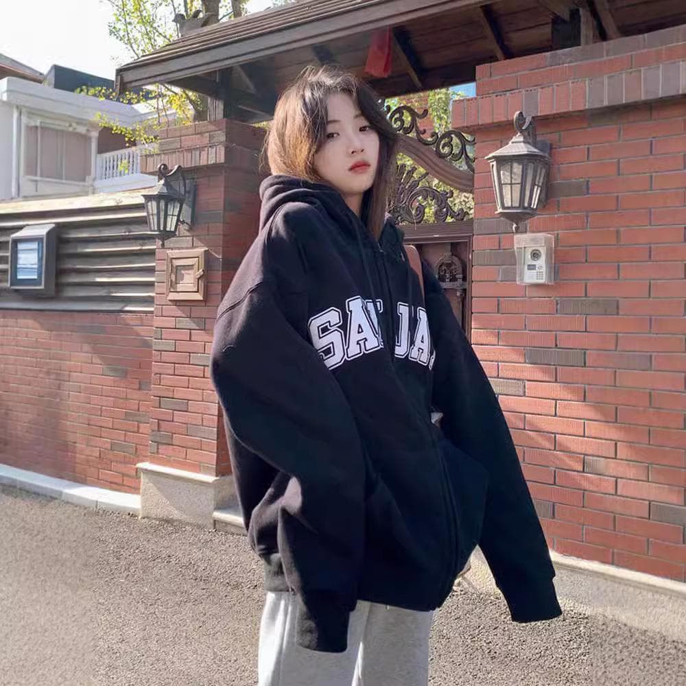New Zipper Cardigan Jacket for Women In Autumn and Winter New Retro Hooded Sweatshirt Lazy Style Top 2XL