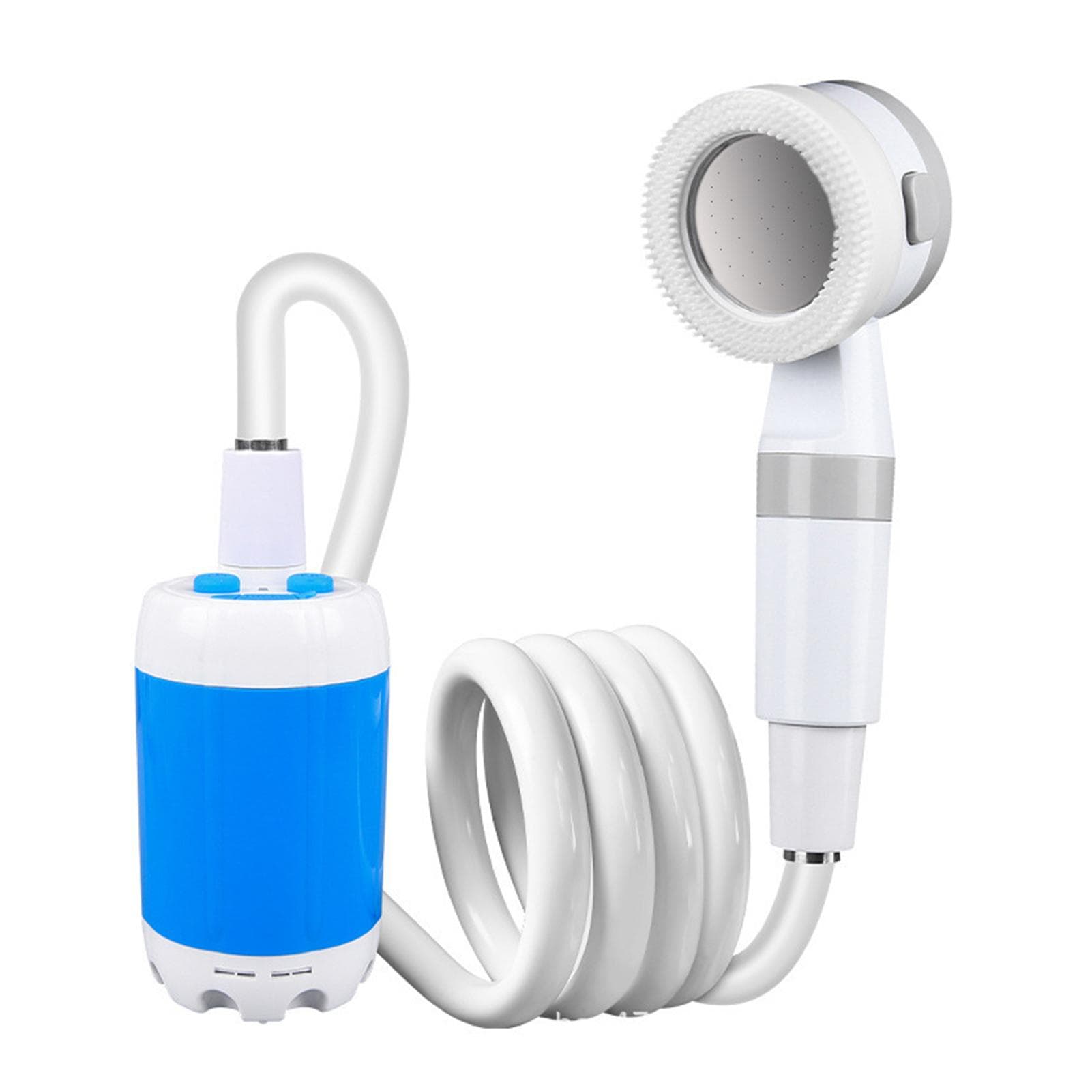 Portable Outdoor Shower Battery Powered Handheld Camping Showerhead 2 Spray Modes 2M Long Hose Blue blue