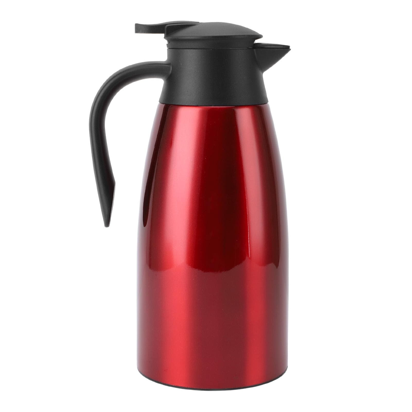 Insulated Water Kettle 2L 304 Stainless Steel Double Walled Vacuum Thermal Coffee Dispenser Kettle Wine Red