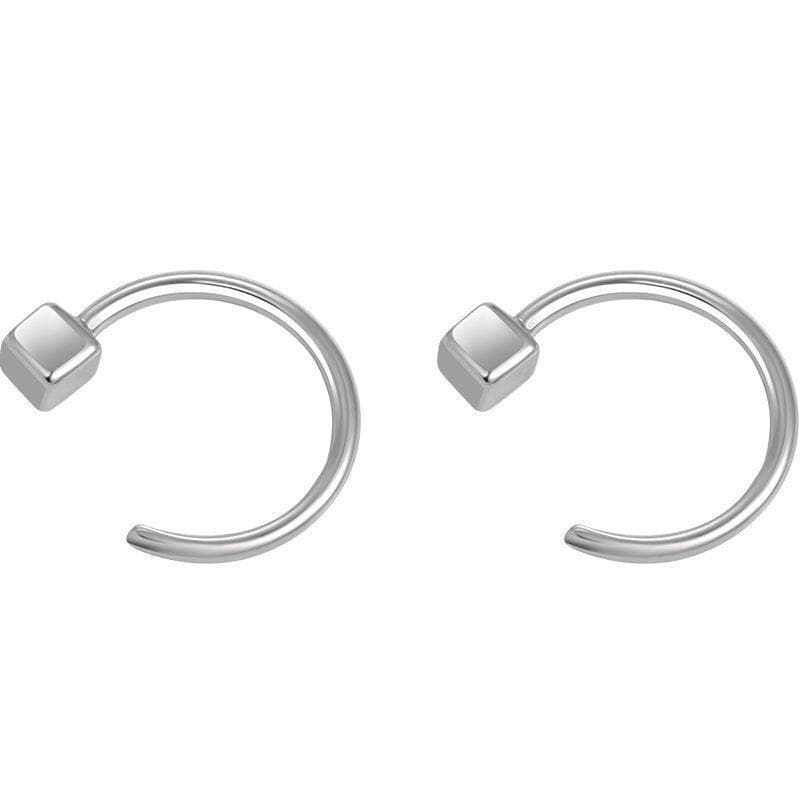 1 Pair Minimalist Square Stud Earrings Copper C-shaped Ear Buckle Party Earrings Jewelry For Women Men 1 pair