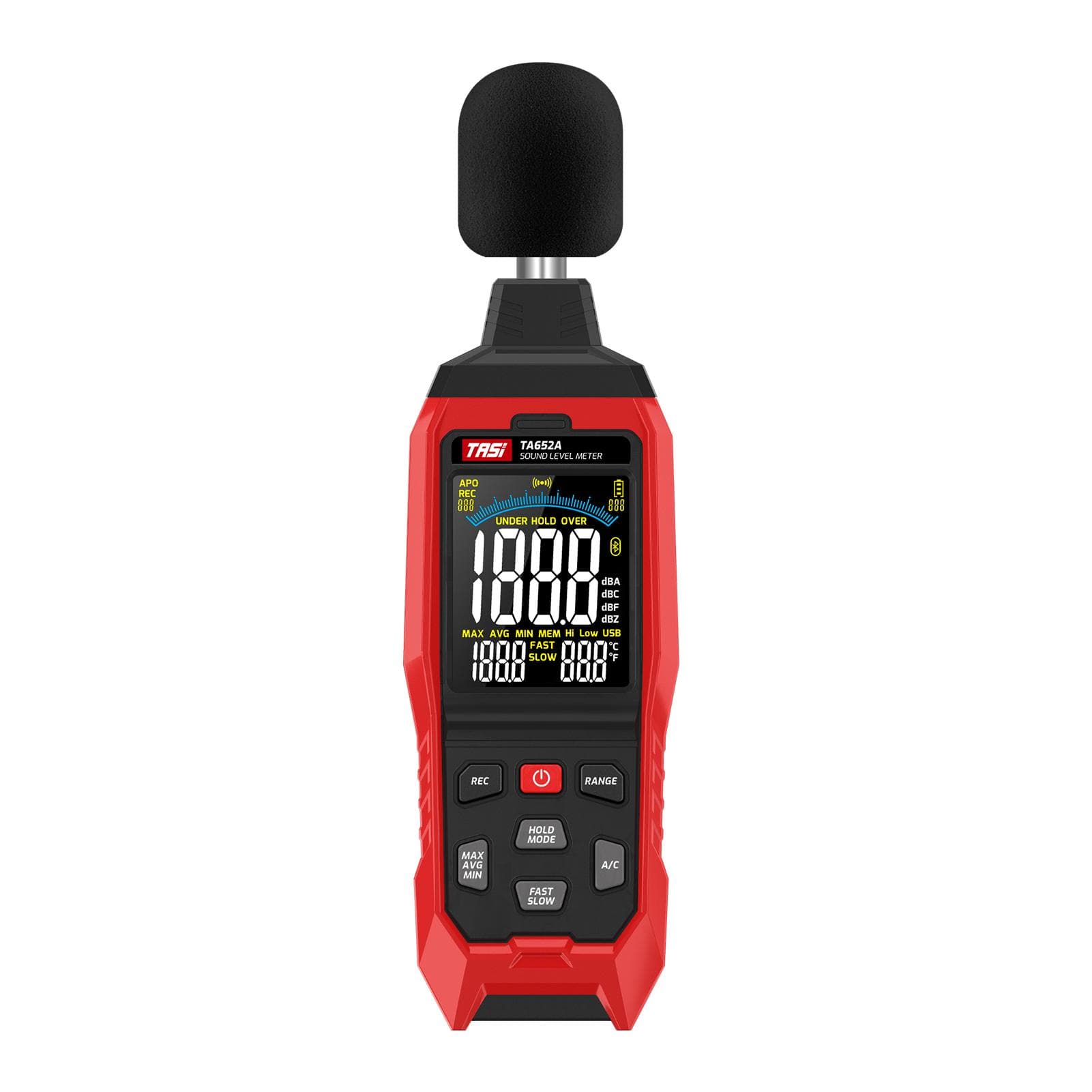 TASI TA652A 30~130dB Noise Decibel Noise Tester AC Weighting Industry Volume Detector Digital TA652A red black