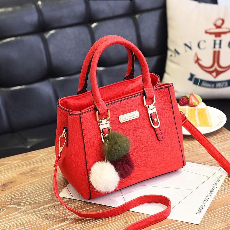 Women's Handbag Solid Color Simple Handbag Single Shoulder Crossbody Bag Fashion Large Package 23*14*18cm red