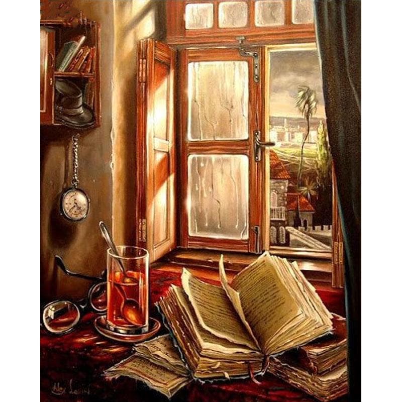 DIY Books and Cups Home Decor Diamond Embroidery Crafts Diamond Painting Cross Stitch Needlework 20X30CM