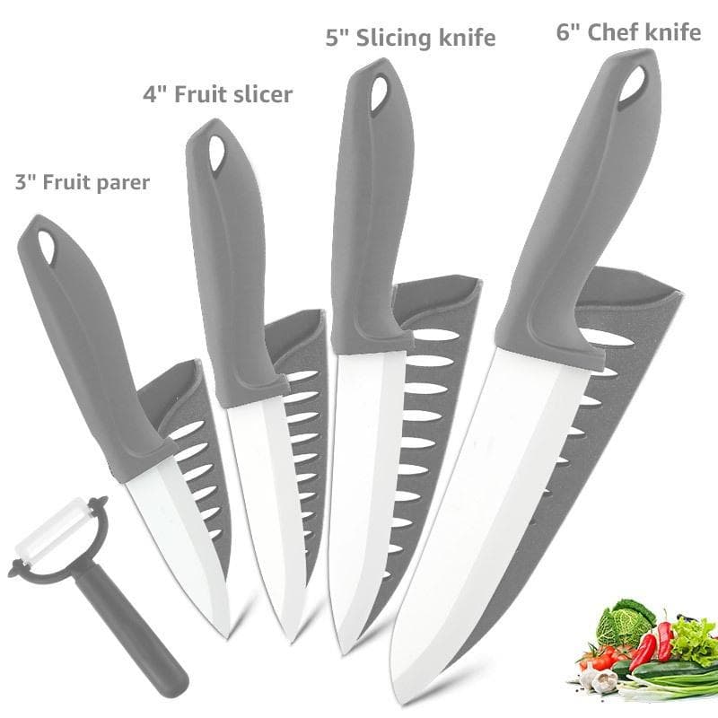 Kitchen Knife Ceramic Knife 3 4 5 6 Inch Kitchen Knife Tool Sliced Fruit and Vegetable Chef Knife grey