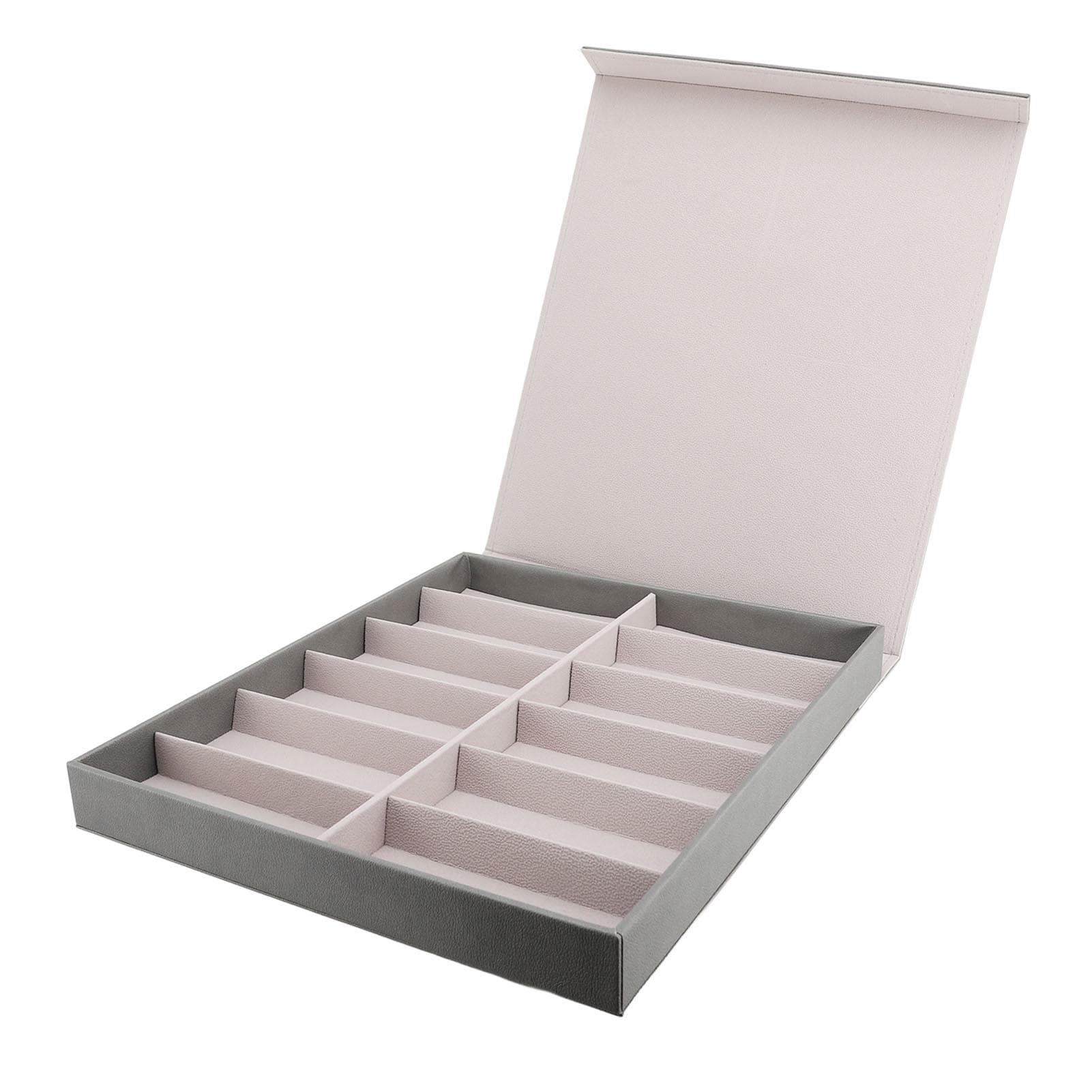 12 Slot Eyewear Case with Lid PU Leather Antidust Glasses Collector Display Sunglasses Organizer