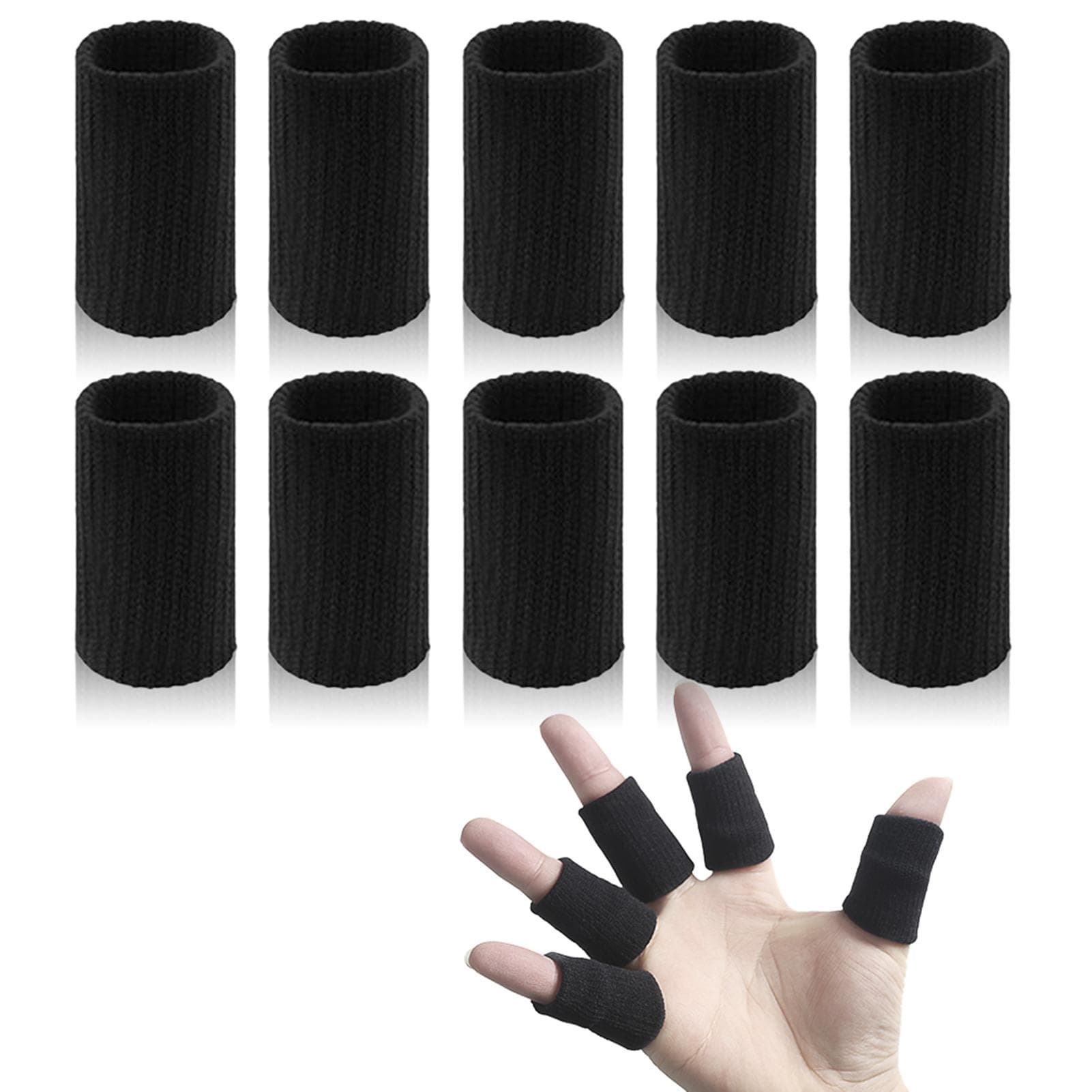 Finger Protectors for Injury Finger Bandage, Stretchable Finger Cover for Basketball Finger black