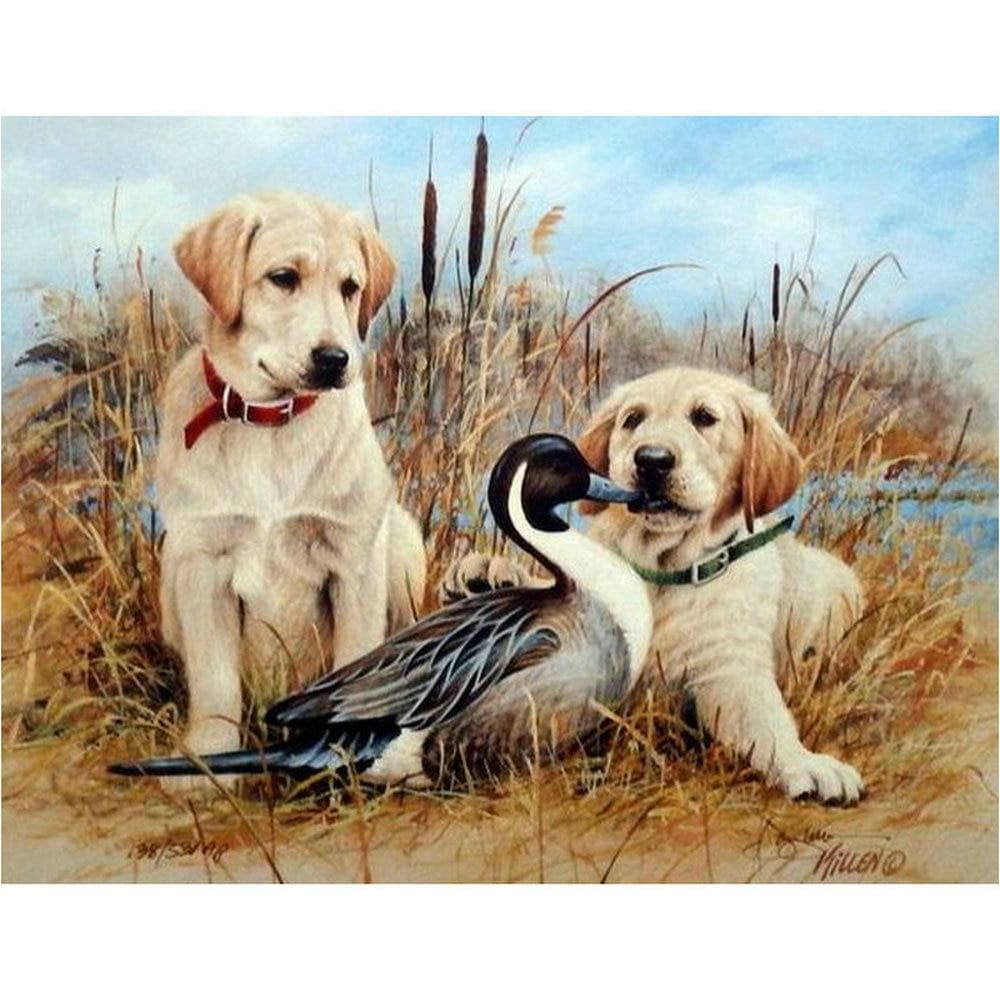 DIY 5D Full Diamond Painting Cross Stitch Dog Diamond Embroidery Wild Duck Rhinestone 20X30CM