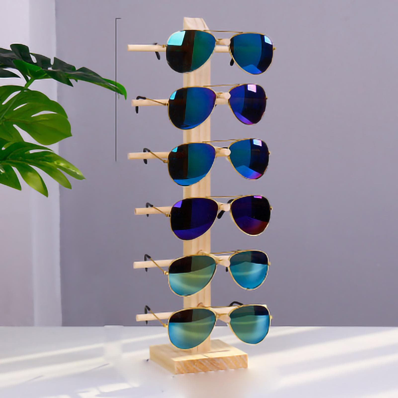 Wood Glasses Display Stand Exquisite Thick Prevent Slipping Easy to Install Sunglasses Rack for