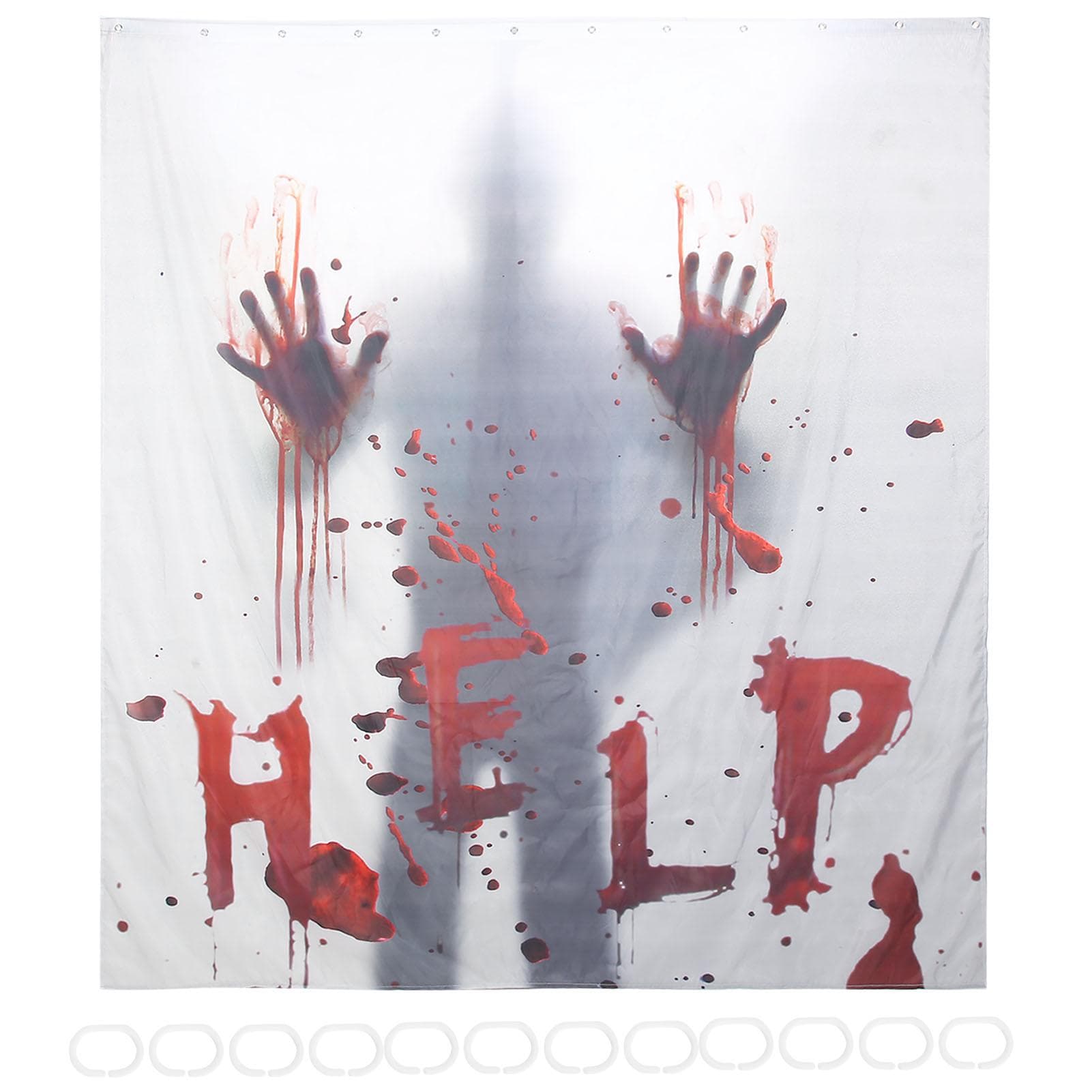 Shower Curtain Halloween Horror Polyester Fiber Bath Curtains with Hooks Bathroom Accessory