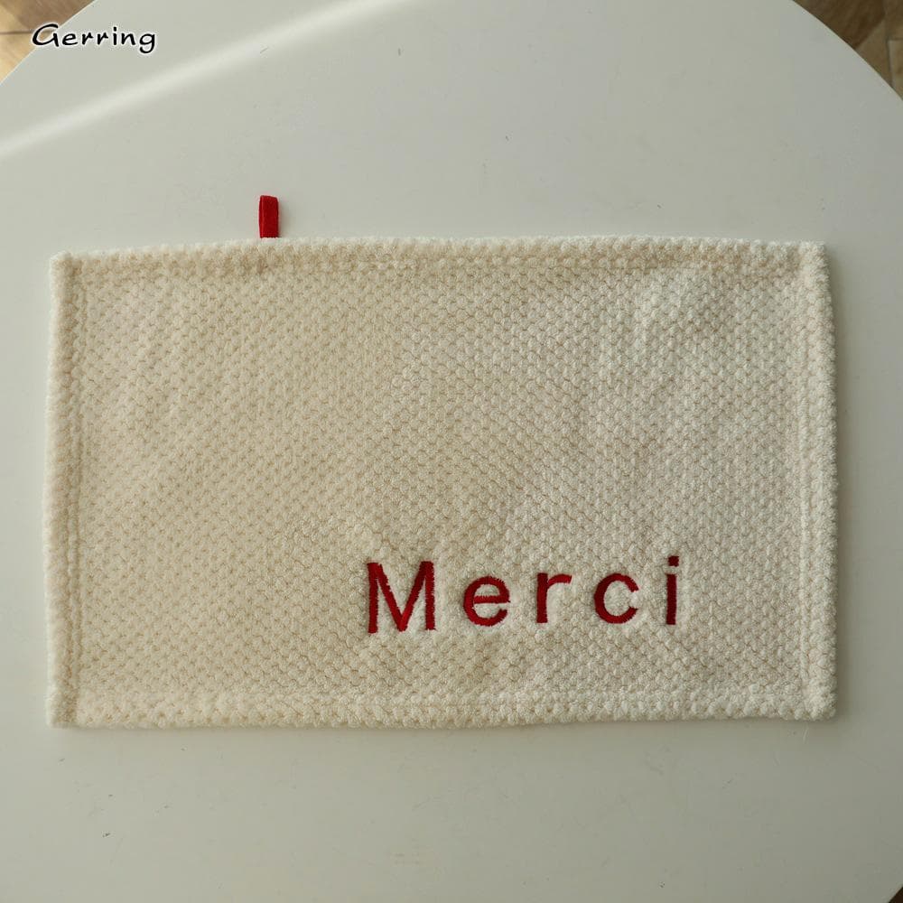 Gerring INS Texture Square Towel Quick Dry Letter Embroidery Hand Towel Soft Water Absorption Hand Towel for Kitchen Bathroom 50x30cm