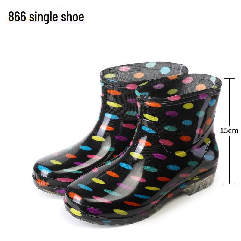 Women's Short Tube Floral Rain Boots - Waterproof, Non-Slip, Fashionable, Low Cut Rubber Shoes for Kitchen & Outdoor Use. 39