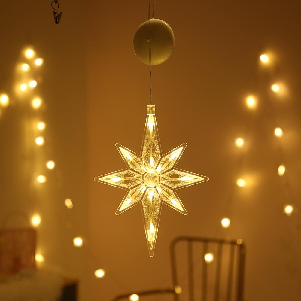 Window Sucker Holiday Lamp LED Christmas Trees Deer Bell Star Santa Hanging Garland Light Wall